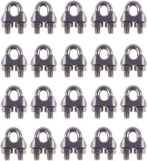Eowpower 20 Pieces Stainless Steel M3 Wire Rope Cable Clip Clamp, 3 mm