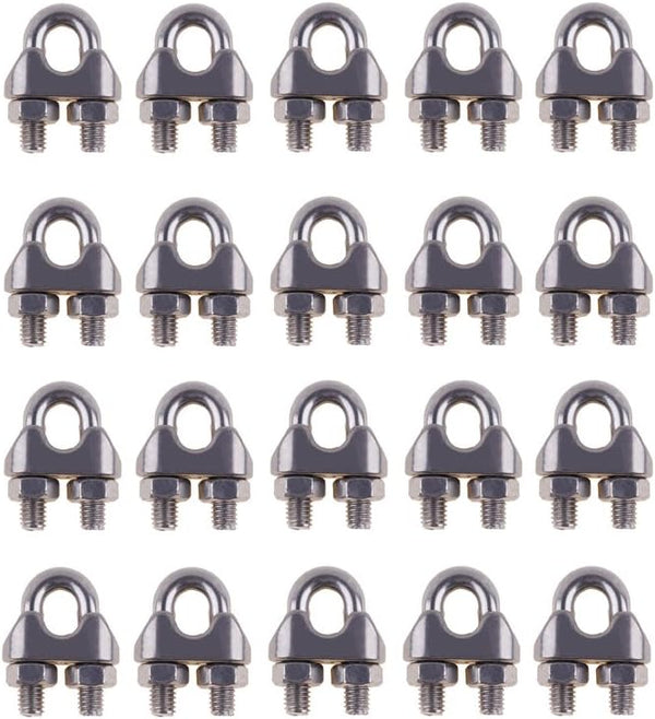 Eowpower 20 Pieces Stainless Steel M3 Wire Rope Cable Clip Clamp, 3 mm