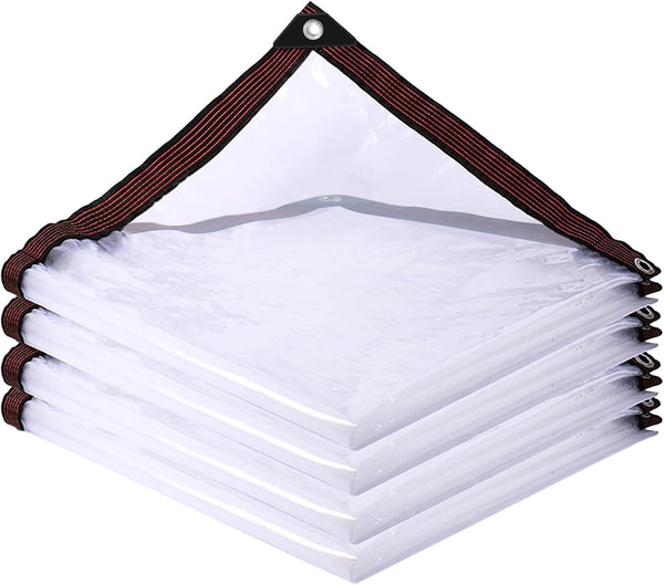 Clear Tarp Waterproof with Grommets 6x12 ft,Heavy Duty Clear Plastic Tarp Cover,Clear