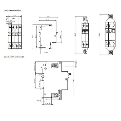 30A, 240V AC, 80V DC, 1 Pole, DIN Rail Mount Hydraulic Magnetic Circuit Breaker, Trip Curve: Medium, UL1077