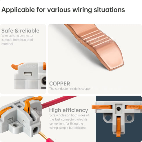 GKEEMARS 20Pcs Quick Wire Splitter Connector, 3 Way T-Shape Connectors for Circuit Inline 24-12 AWG (Orange)