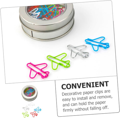 EXCEART 24pcs Plane-shaped Paper Clips, Portable File Clamp for Office Supply