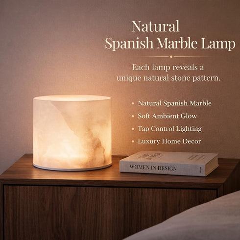 3 Aimery Natural Spanish Marble Night Light, Tap Control LED Stone Lamp, Color Changing Warm Neutral White Light