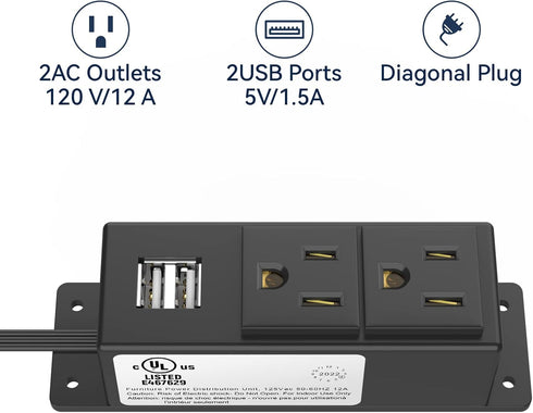 Kungfuking Gun Safe Accessory Electrical Power Outlet Kit, Hidden Outlet Gun Cabinet Accessories with USB, Mountable