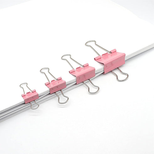 Binder Clip Paper Clamps, Assorted Sizes (Mini, Small, Medium, Large), 100 Pcs Clips for Office School Supplies (Pink) by YOPINK