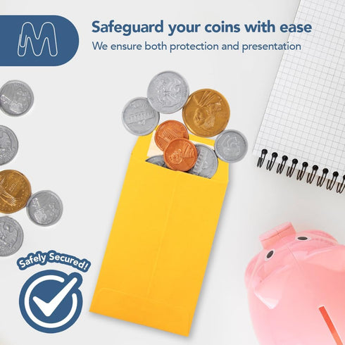MOS #1 Coin Envelopes – 2-1/4" x 3-1/2" Gold Self-Seal Coin Envelopes #1 (550 Count) for Budgeting and Cash
