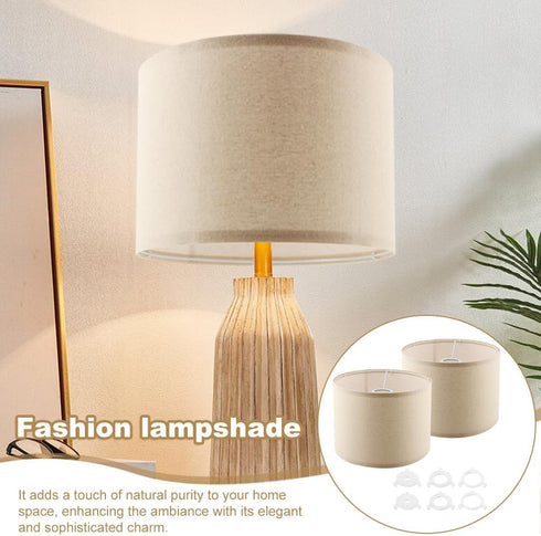 Axrivonte Set 2,Linen Lampshades,10.24" 10.24" 7.48" Beige Lamp shades of Drum Top x Bottom x High Small Lamp Shade