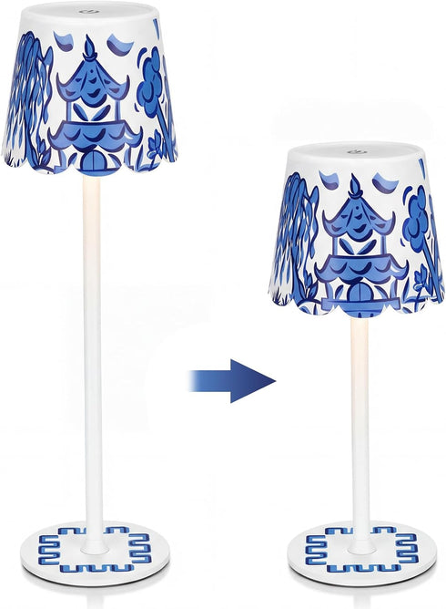 1 Pack 3 Pickmesh Chinoiserie Mahjong Lamp Scalloped Edge Chinoiserie LED Cordless Table Lamp Color Modern Rechargeable