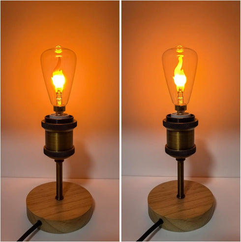ST48/ST14 E12 Bulb, 2W 1800K Non-Dimmable, 2-Pack LED Flame Warm Amber Transparent Glass, Vintage Candle Style