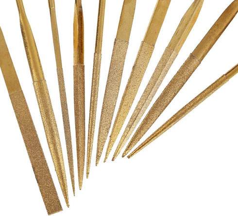 YAKAMOZ 10Pcs Titanium Diamond File Set, Fine Round Needle Files for Metal Wood Stone Glass Jewelry