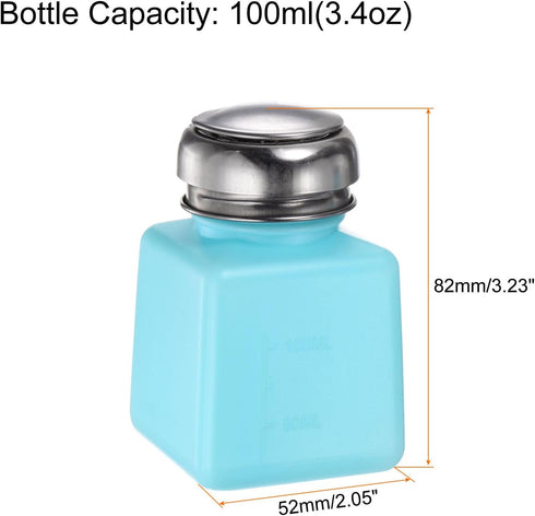 HARFINGTON 3pcs Solvent Alcohol Dispensers, 100ml Push Down Liquid Dispenser Pump with Stainless Steel Lid