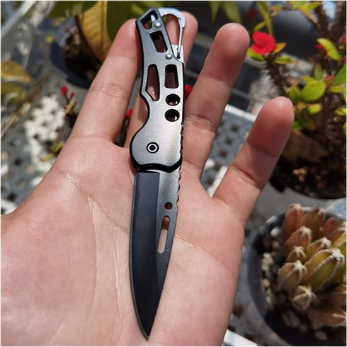 4 Pack Self-Defense Folding Knife with Key Ring, Easy to Carry Outdoor Survival Stainless Steel Pocket Knife (Black)