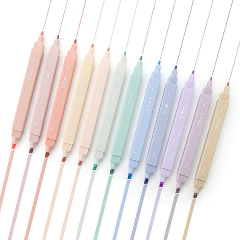 YISAN Aesthetic Pastel Highlighter Pens, 12 Colors Double Tip Bible Highlighters and Pens No Bleed 70924