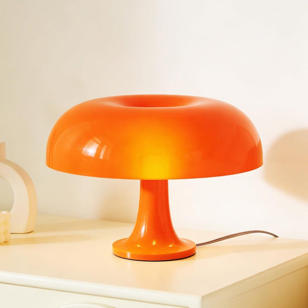 13.8 Inch Retro Orange Mushroom Table Lamp, 3 Color Change, Mid-Century Modern
