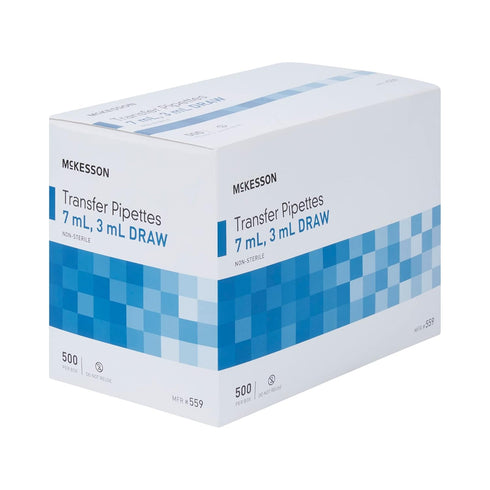 McKesson Transfer Pipette, Non-Sterile, 7 mL Capacity, 0.5 mL to 3 mL Graduation Increments, 500 Count, 1 Pack