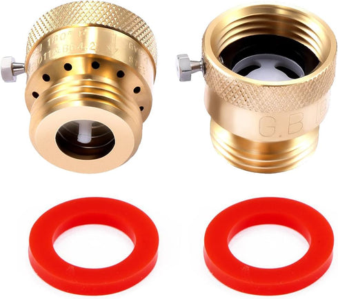 2 Pack Brass GHT Hose Bibb Connector, 3/4" Inch Backflow Preventer Vacuum Breaker