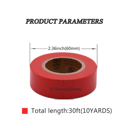 Electrical Tape Red, 6 Pack, 3/4-Inch by 30 Feet, 600V Dustproof Adhesive for Home Vehicle Wiring