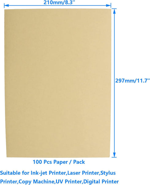 SAFYY 100 8-1/4" 11-11/16" Sheets Kraft Sticker Paper Labels, x Self Adhesive Shipping Labels-Compatible with Copier