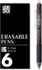 ParKoo 6-Pack Retractable Erasable Gel Pens, Fine Point Black Ink for Note Taking & Crossword Puzzles