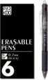 ParKoo 6-Pack Retractable Erasable Gel Pens, Fine Point Black Ink for Note Taking & Crossword Puzzles