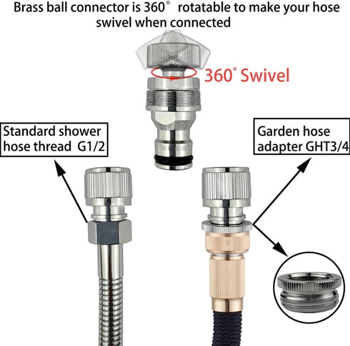 Dishwasher Snap Coupling Adapter - Quick Connection for Shower Hose, Garden Hose, Sink to Hose Adapter