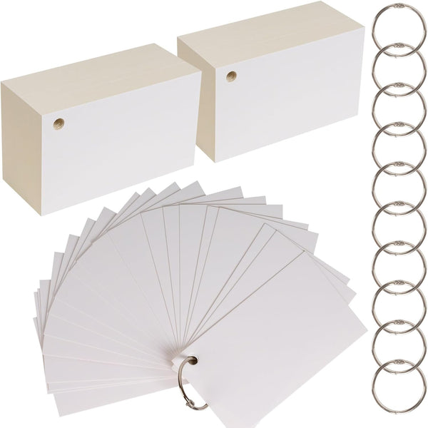 Index Cards, 600 PCS 3 x 5 Inch Punched Flash Cards with