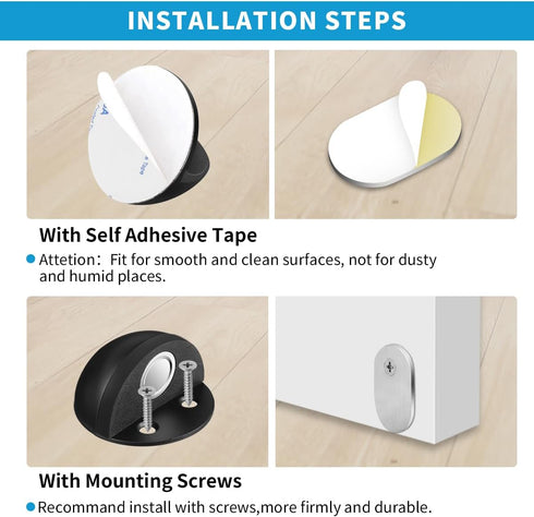 HUTLON 2-Pack Magnetic Door Stops, Black Floor Mount Magnetic Door Catch and Holder