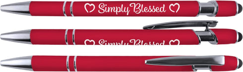 Christian Inspirational Pen Set, Soft Touch Coated Metal and Stylus, 6 Pack 36091