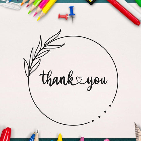 Personalized Thanks Custom Stamp for Small Business - Pre-Inked Elegant Gratitude Pre-Inked