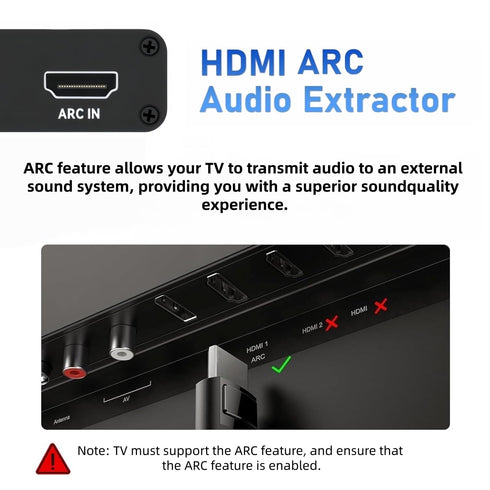 XinYaa 192KHz 3.5mm Amplifier-8CM HDMI ARC Audio Extractor, HDMI ARC Audio Adapter Converter Splitter to Optical