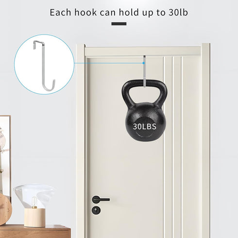 FYY Over The Door Hooks, 4 Pack Upgraded Long Hangers with Rubber, Heavy Duty Organizer for Clothes, Towels