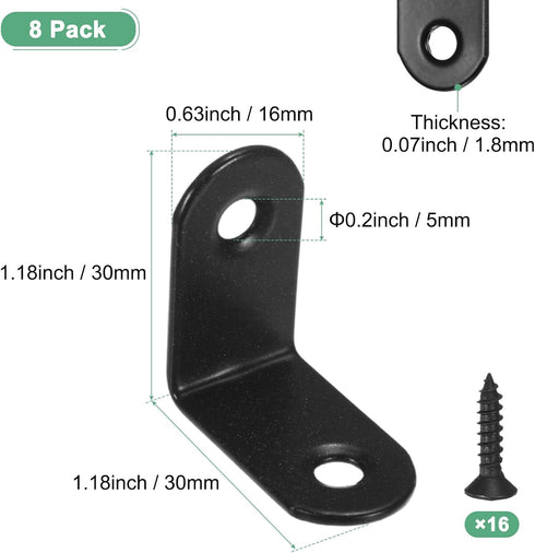 8-Pack 1.18 1.18 M METERXITY L-Shape Corner Brace, x in Stainless Steel Right Angle Brackets with Screw