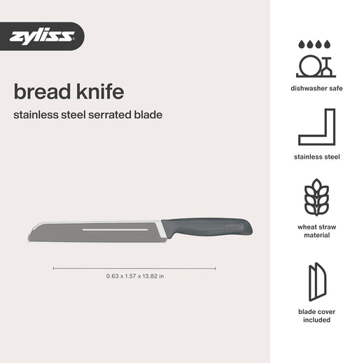 Zyliss Bread Knife - Serrated Bread Knife with Ergonomic Handle - Stainless Steel Kitchen Blade - Sharp Serrated Blade