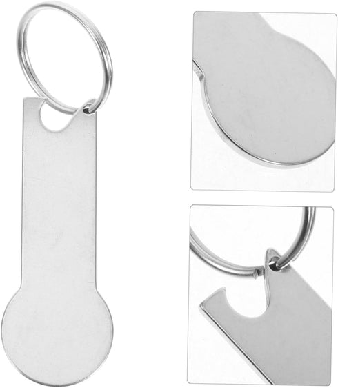 4PCS Set DOITOOL Stainless Steel Shopping Cart Token Keychain Bottle Opener Portable Trolley Release Key for Easy