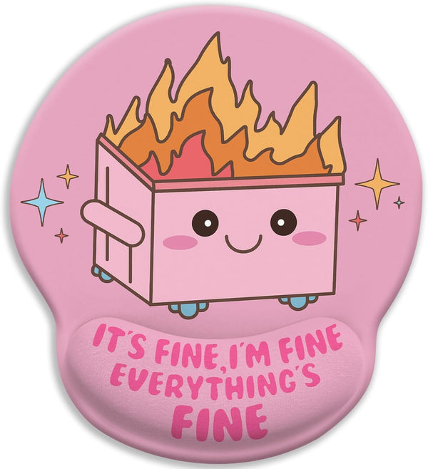 Funny Cute Mouse Pad with Wrist Rest, Dumpster on Fire Ergonomic Mouse Pads for Desk, Office Supplies Decor