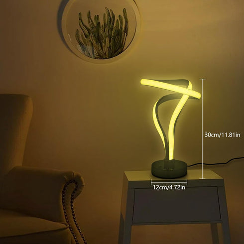 11.8inch-Unique 7 10W OUKANING LED Spiral Table Lamp, RGB Bedside Lamp, Colors Touch Changing Color Nightstand Lamp