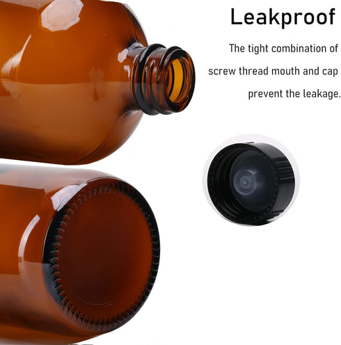 2pcs 16oz Amber Glass Boston Round Bottles with Air Tight Seal, Perfect for Storing Condiments and Homemade Oils