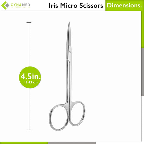 Cynamed Iris Micro Dissecting Precision Lab Scissors - Fine Point Straight, Perfect for Education & Training (Pack of