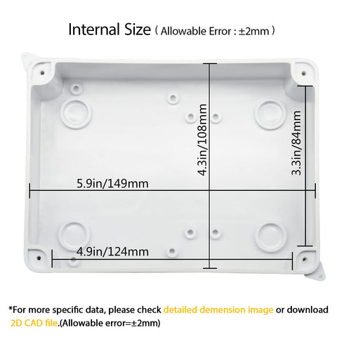 LeMotech Junction Box with Reserved Holes, ABS Plastic Electrical Box IP65 Waterproof Dustproof Project Enclosure