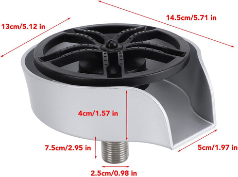 G1/2 Glass Rinser Automatic Rotating Cup Washer, High Pressure Jet Sprayer with Thread, Stainless Steel Sink Mounted