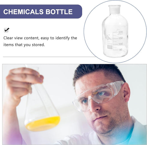 iplusmile Labs Reagent Bottle, 250 mL Soda Glass, Wide Neck with Stopper for Chemistry Sample