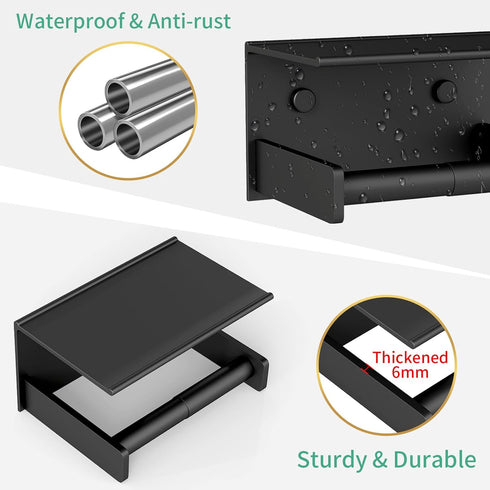 Toilet Paper Holder with Shelf, Adhesive or Screw Wall Mount Paper Towel Holder,Stainless Steel Tissue Holder