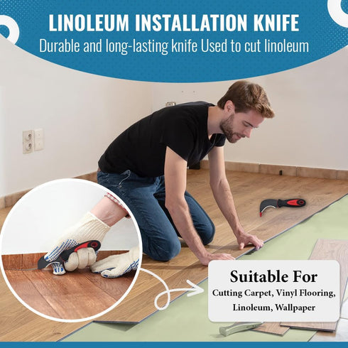 ZY325 2PCS Tools Flooring Linoleum Knife with SK-5 Carbon Steel Blade and Soft Rubber Handle for Cutting (2)