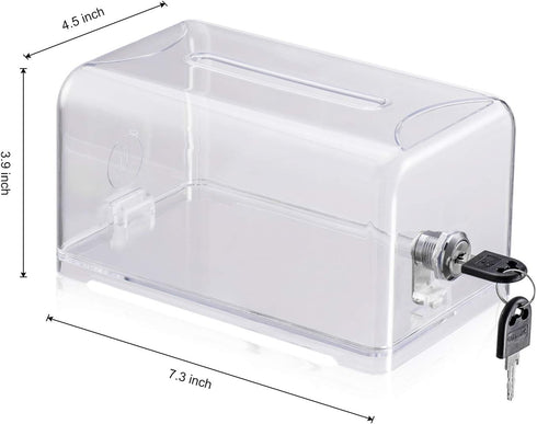 Tip / Donation / Suggestion / Business Card Collection Box with Lock in Clear Color by Polmart