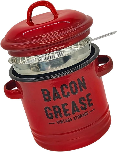 Generic Double Handle Bacon Grease Container with Strainer & Spoon, Dishwasher Safe Kitchen Gadget, Can for Collecting