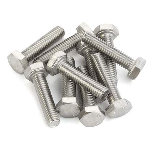 M8 x 20mm Hex Head Screw Bolts, Fully Threaded Stainless Steel 18-8, Plain Finish, Quantity 25