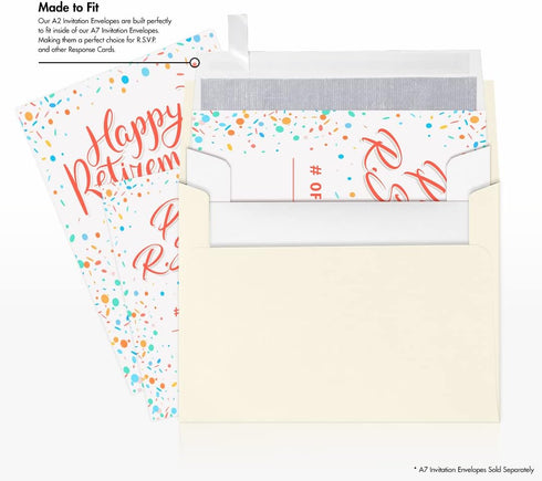 LUXPaper A2 Invitation Envelopes | Peel & Press | 4 3/8" x 5 3/4" | White w/Silver LUX Lining | 70lb. Text | 50 Qty