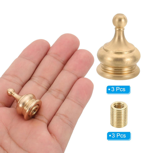 PATIKIL 18 25mm 3 Set x Lamp Finials Caps Knob, Solid Brass Lamp Shade Top Decoration Screw Cap Nuts with Brass