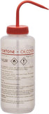 EISCO Wash Bottle for Acetone, 1000ml - Labeled with Color Coded Chemical & Safety Information (2 Colors)