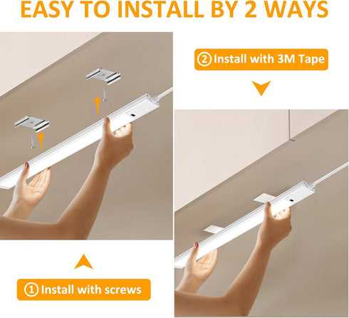 16 Inch Counter 3000K 6000K, Dimmable Closet, Under Cabinet Lights with Hand Wave, Plug in LED Under Light, Over Sink